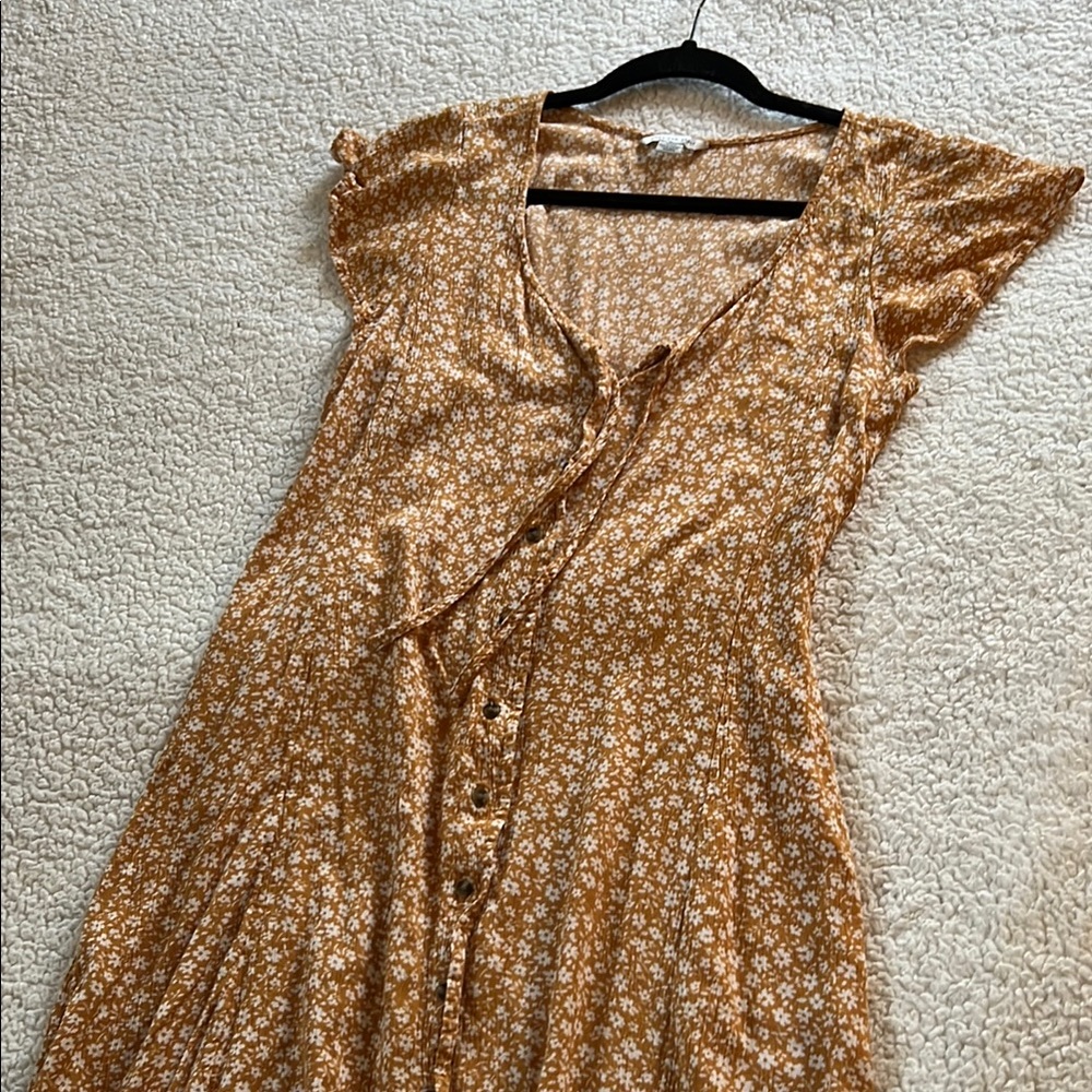American Eagle Outfitters Yellow Tie-Front Mini Dress